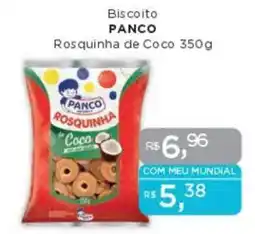 Supermercados Mundial Biscoito PANCO Rosquinha de Coco oferta