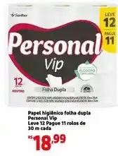 Mini Extra Personal vip - papel higiênico folha dupla oferta