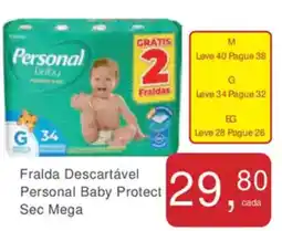 Mineirão Atacarejo Fralda Descartável Personal Baby Protect Sec Mega oferta