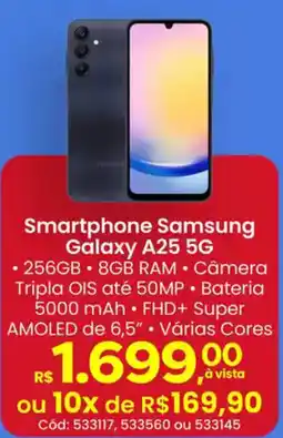 Supermercados Mateus Smartphone Samsung Galaxy A25 5G oferta