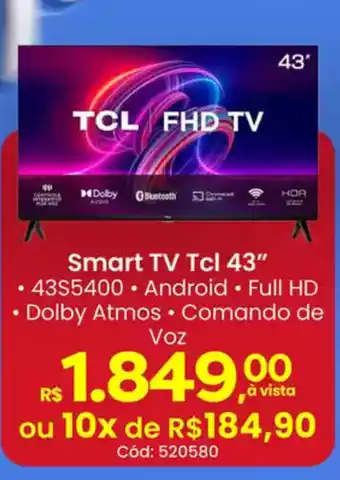 Supermercados Mateus Smart TV Tcl 43" oferta