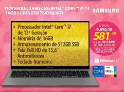 Lojas Cem Notebook samsung intel® core™ i7-13 16gb 512gb ssd 750xgj kg1 oferta