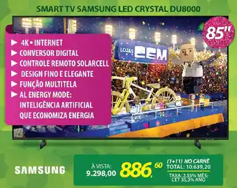 Lojas Cem Smart tv samsung led crystal du8000 oferta