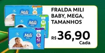 Supermercados Bretas Fralda mili baby, mega, tamanhos oferta