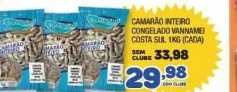 Costazul Supermercados Camarão inteiro congelado vannamei costa sul 1 kg oferta
