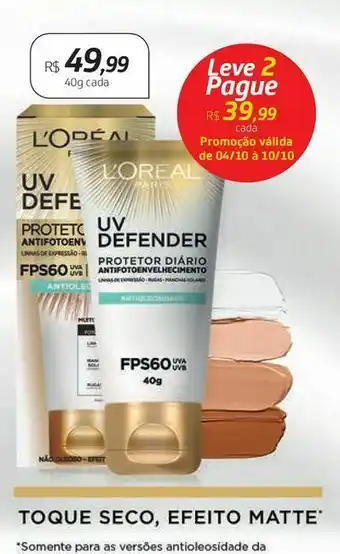 Drogal Protetor solar l'oréal uv defender fps 60 oferta