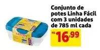 Mercado Extra Conjunto de potes facil com 3 unidades oferta