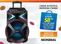 Lojas Cem Caixa acústica mondial cm400 oferta