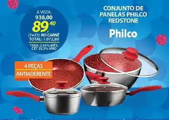 Lojas Cem Conjunto de panelas philco redstone oferta