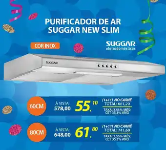 Lojas Cem Purificador de ar suggar new slim oferta