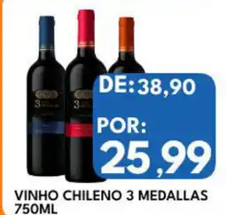 Rancho Bom Supermercados Vinho chileno 3 medallas oferta