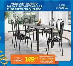 Lojas Cem Mesa copa granito paraná luxo retangular tubo preto craquelado oferta