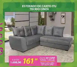 Lojas Cem Estofado de canto itu tecido cinza oferta