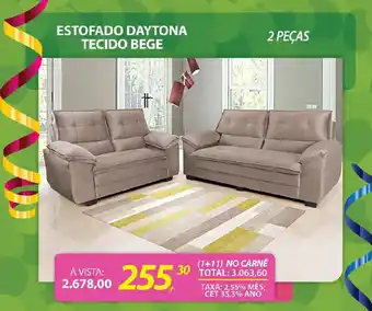 Lojas Cem Estofado daytona tecido bege oferta