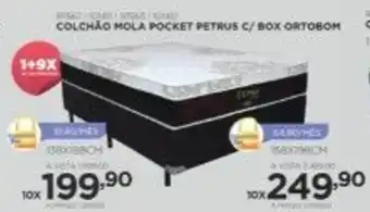 Benoit Colchao Mola Pocket Petrus c/ Box Ortobom 138 x 188cm oferta