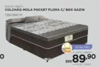 Colchao Mola Pocket Flora c/ Box Gazin 138 x 188cm