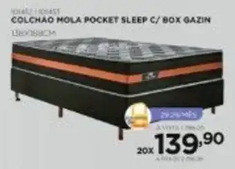 Colchao Mola Pocket Sleep c/ Box Gazin 138 x 188cm