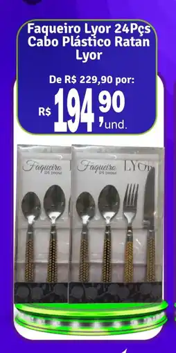 Cocipa Faqueiro Lyor 24Pcs Cabo Plástico Ratan oferta