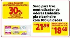 Mercado Extra Embalixo - saco para lixo neutralizador de odores pia e banheiro com 100 unidades oferta