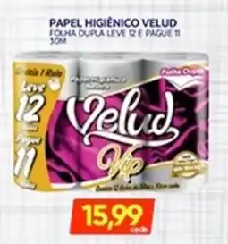 Novo Mix Papel higiênico velud focha dupla leve 12 e pague 11 30m oferta