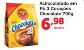 Roldão Achocolatado em po 3 Coracoes Chocolate 700g oferta