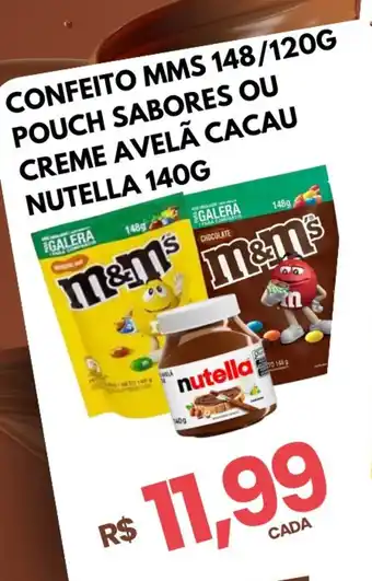 Dovale Confeito mms , pouch sabores ou creme avelã cacau nutella oferta