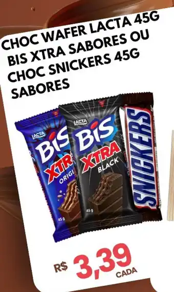 Dovale Choc wafer lacta bis xtra sabores ou choc snickers sabores oferta