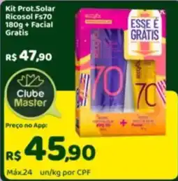 Master Supermercados Kit Prot.Solar Ricosol Fs70 + Facial Gratis oferta