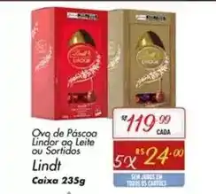 Muffato Lindt - ova de páscoa lindor aq leite ou sortidos caixa 235g oferta