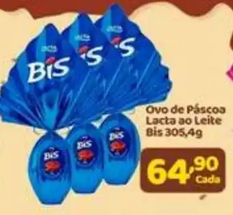 X Supermercados Ovo de Páscoa Lacta ao Leite Bis oferta