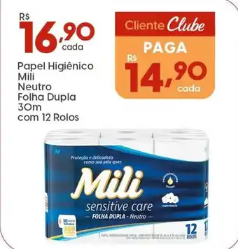 Supper Rissul Papel Higiênico Mili Neutro Folha Dupla 30m oferta