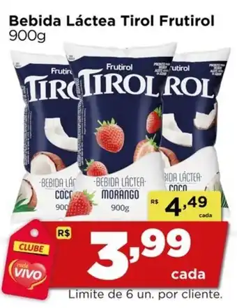 Rede Vivo Bebida Láctea Tirol Frutirol oferta