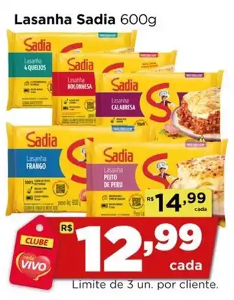 Rede Vivo Lasanha Sadia oferta