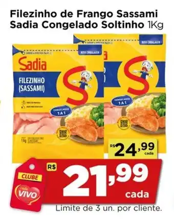 Rede Vivo Filezinho de Frango Sassami Sadia Congelado Soltinho oferta