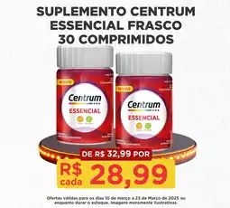 Farmácia Gota mais Suplemento centrum essencial frasco 30 comprimidos oferta