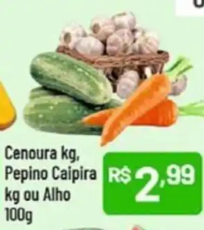 Supermercados Goes Cenoura. Pepino Caipira ou Alho oferta