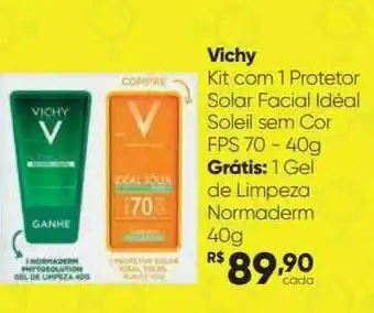 Drogaria São Paulo Vichy Kit Com 1 Protetor Solar Facial Idéal Soleil Sem Cor Fps 70 Gratis: 1 Gel De Limpeza Normaderm oferta