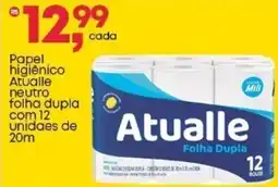 Frangolândia Papel higiênico Atualle neutro folha dupla com 12 unidaes de 20m oferta