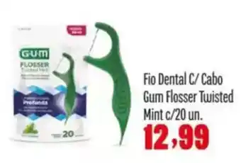 Rede Top Fio Dental C/ Cabo Gum Flosser Twisted Mint oferta