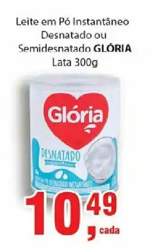 Supermercados Mundial Leite em po Instantaneo Desnatado ou Semidesnatado Gloria lata 300g oferta