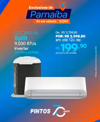 Lojas Pintos Electrolux Split 9.000 BTUs Inverter oferta