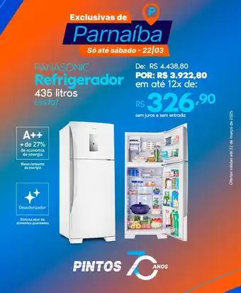 Lojas Pintos PANASONIC Refrigerador oferta