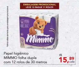 Cometa Supermercados Papel higiênico  MIMMO folha dupla com 12 rolos de 30 metros oferta