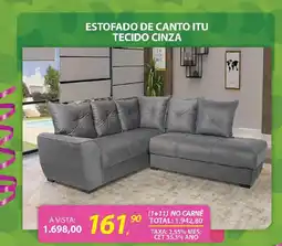 Lojas Cem Estofado de canto itu tecido cinza oferta