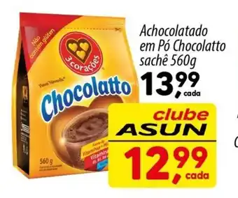 Asun Achocolatado em Pó Chocolatto sachê oferta