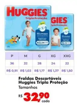 Big Box Fraldas Descartáveis Huggies Tripla Proteção Tamanhos oferta