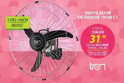Lojas Cem Ventilador de parede tron c1 oferta