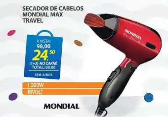 Lojas Cem Secador de cabelos mondial max travel oferta