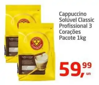 Tenda Atacado Cappuccino Solúvel Classic Profissional 3 Corações Pacote oferta