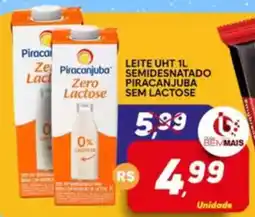 Supermercado Bem Barato Leite uht  semidesnatado piracanjuba sem lactose oferta